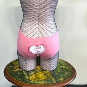 Victoria's Secret Pout Pink Heart Graphic Cheeky Boy Short Panties Size Small